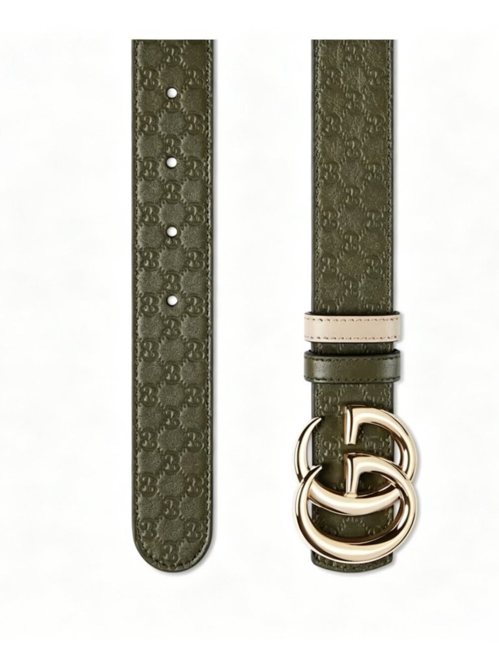 Gucci GG Marmont Reversible Calfskin Belt Olive Beige 90cm 847131